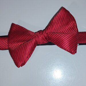Calvin Klein Solid Red Woven Jacquard Pretied Adjustable Bowtie Bow Tie